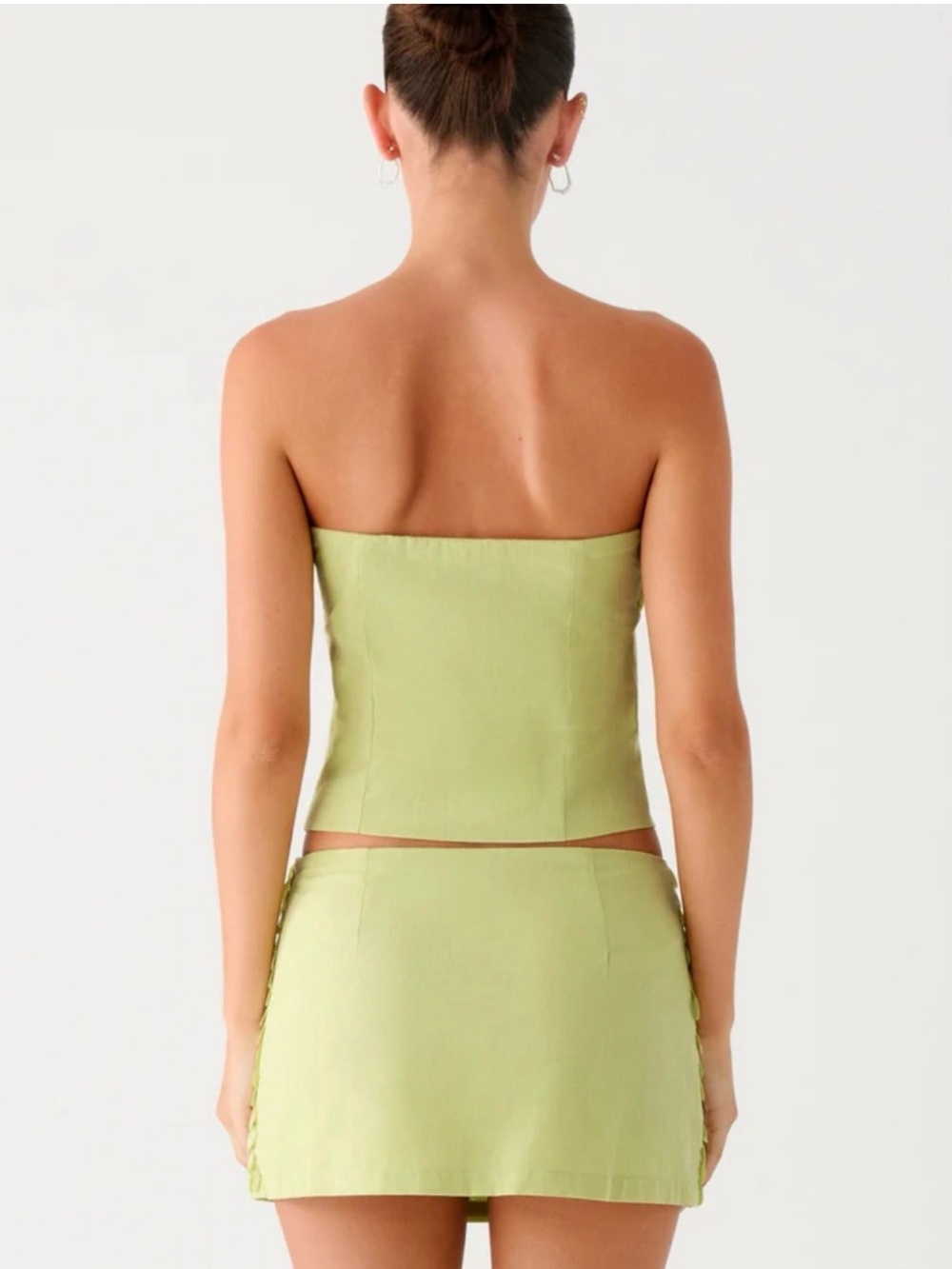 Peppermayo Jennie Beaded Pale Lime Sequin Mini Skirt - Picture 2 of 4